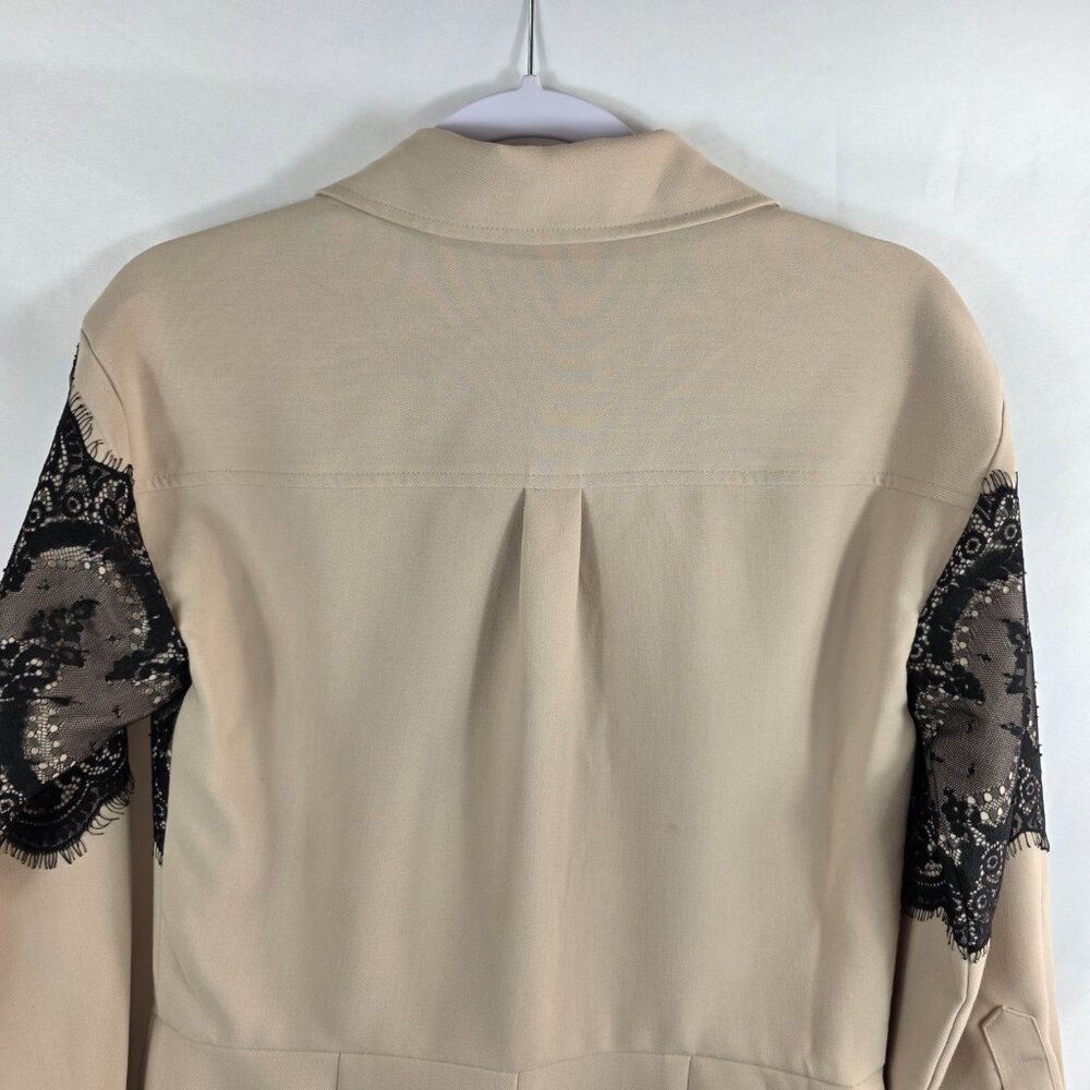 Anthropologie Long Sleeve Beige Playsuit Romper Women's Size Small Lace Accents - Picture 14 of 14